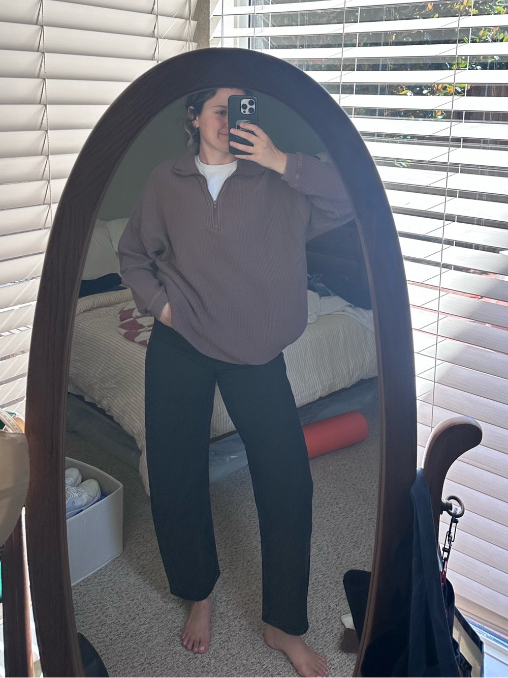 aerie Cozy Ribbed Half-Zip Sweater